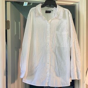 Joan Rivers White Button-Up Blouse